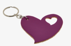 Double Heart Leather Keychain Lkdh14-purple/natural - Keychain
