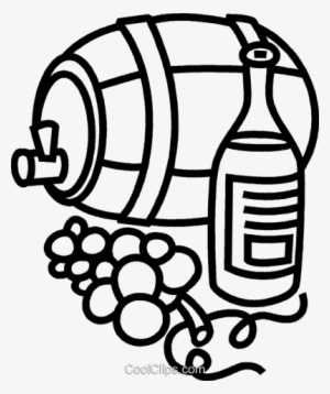 Wine Barrel With Grapes And Wine Royalty Free Vector - Weinfass Clipart