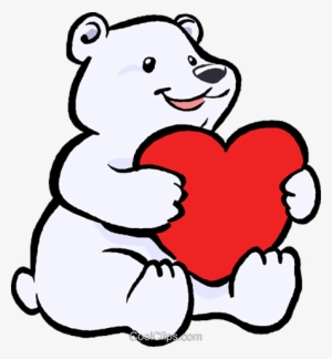 Polar Bear With A Heart - Cartoon Bear Holding A Heart