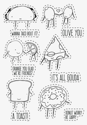 Cute Food - Line Art