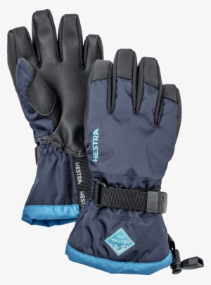 Hestra Gauntlet Czone Jr Glove - Hestra Gauntlet Czone Junior 5 Finger Gloves (7, Black/blue)