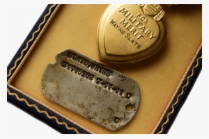 Private Slate's Dog Tag From When He Was Kia And His - 29th Infantry Division Purple Heart