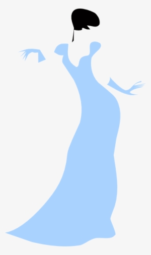 Lovely Woman In A Blue Dress Clip Art - Woman In Dress Silhouette
