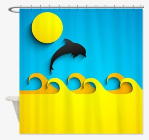 Playful Dolphin Leaping In Waves Shower Curtain Cut