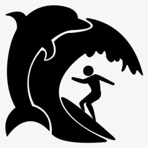 Dolphin Wave Surfer Rubber Stamp - Illustration