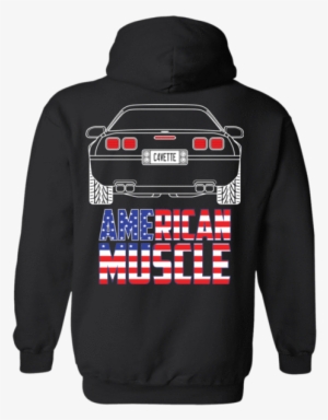 C4 Corvette Outline Double Sided American Muscle Hoodie - Hoodie With Sleeve Design