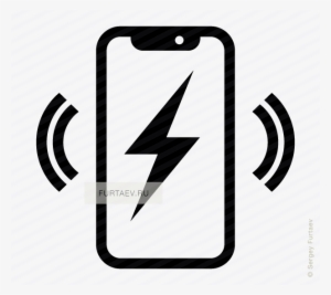 Vector Icon Of Wireless Signal Going From Apple Iphone - Wireless Phone Charge Icon
