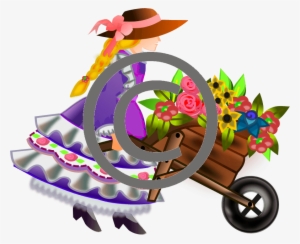 Woman With Wheelbarrow Garderning - Wheelbarrow Flower Girl Shower Curtain