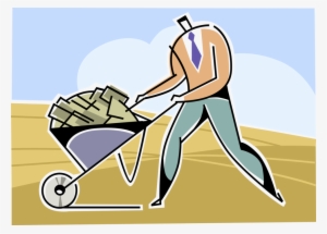 Vector Illustration Of Businessman Pushes Good Fortune - Cartoon