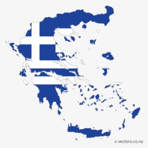 Flag Vector Map Of Greece - Greece Map Flag Png