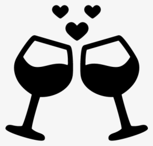 Wine Glasses With Hearts Vector - Wine Glass Toast Vector