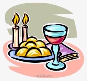 Wine, Candles And Bread Royalty Free Vector Clip Art - Pao E Vinho Vetor