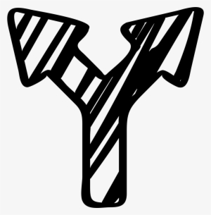 Sketched Arrow Pointing Up Bifurcation Into Two Arrows - Two Arrow