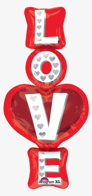 Globo Love Stacked - 39" Supershape Love Stacked Balloon - Mylar Balloons