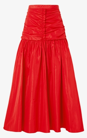 Ruched Taffeta Maxi Skirt - A-line