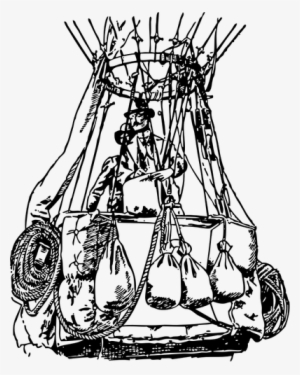 Old Hot Air Balloon Vector Image Public Domain Vectors - Air Balloon Basket Drawing