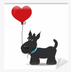 Dog With The Heart Balloon - Illustration