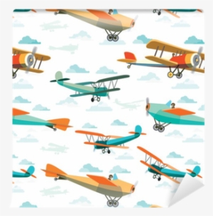 Seamless Pattern From Retro Airplanes Wallpaper • Pixers® - Monoplane