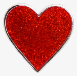 Heart Emoji Pin - Heart Emoji Red Glitter