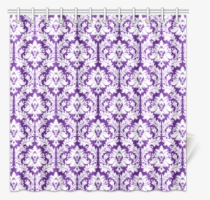Damask Pattern Royal Purple And White Shower Curtain
