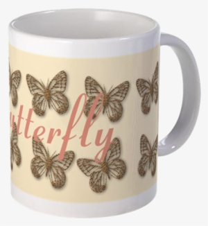 Pretty Gold Cream Butterfly Add Text Mug Mugs