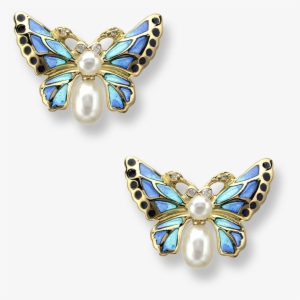 Nicole Barr Designs 18 Karat Gold Butterfly Earrings-blue
