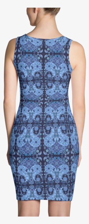 Blue Paisley Pattern Dress - Skylitapparel Deer Dress - Deer Fur Print Dress - Fawn