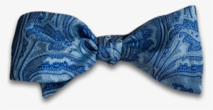 Baby Blue Silk Self Tie Bow Tie With Blue Paisley Pattern - Bow Tie