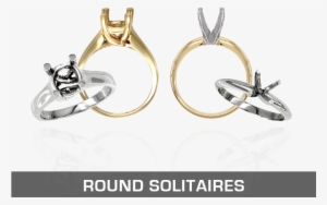 Ross Metals Mountings Round Solitaires 14k Yellow White - Earrings