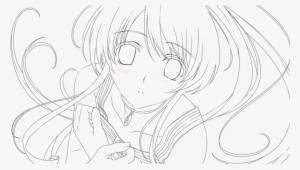 Anime Girl Lineart By Ellerosey - Anime Line Art Girl
