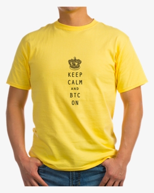 "keep Calm And Btc On" Libertarian Bitcoin Merchandise, - Blue Basketball Sneaker Yellow T-shirt
