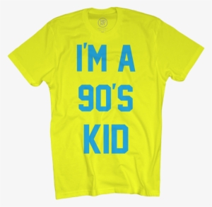 90s Kid On Neon Yellow T-shirt $20 - Blue On Neon Yellow Shirt