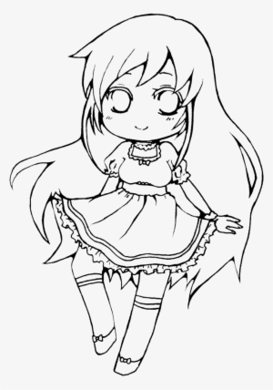 Long Haired Girl Line Art Lineart For Coloring Vocaloid - Anime Chibi Girl Lineart