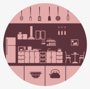 Kitchen Icons Round Placemat - Icon Kitchen Pink Png