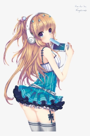 Anime Music Girl Png - Anime Girl Laying On Bed