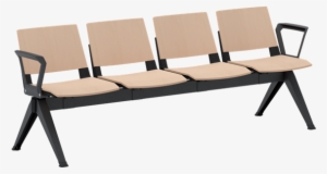 4 Seat Wooden Beam With Arms - Wood