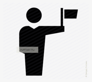 Vector Icon Of Male Person Holding Small Flag In His - Icon