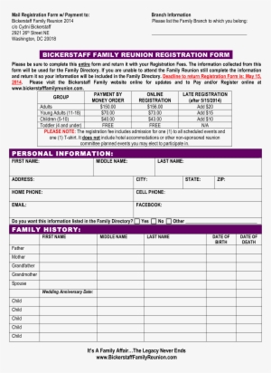 Family Reunion Registration Form