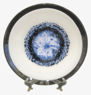 Vintage Murano Charger With Blue Swirl, Clear Rim - Blue And White Porcelain