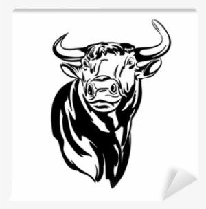 Bull Vector Llustration Realistic Sketch Wall Mural - Vektor Kepala Sapi Png