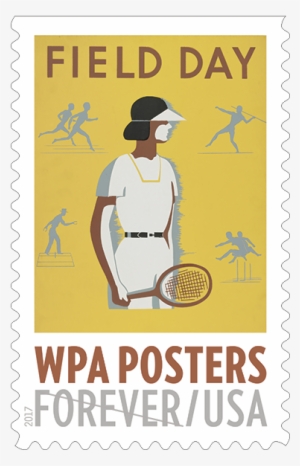 Stamp Stamp Stamp Stamp Stamp - Vintage Woman Tennis Poster