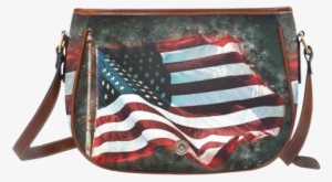 A Abstract Waving Usa Flag Saddle Bag/small Full Customization - Handbag