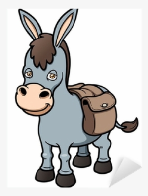 Vector Illustration Of Cartoon Burro Sticker • Pixers® - Donkey With Saddle Bags Cartoon