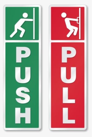 Push Pull Diamondplate Anodized Door Sign - Push And Pull Sign