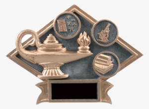 Diamond Plate Lamp Of Knowledge Resin - Donelson Trophy