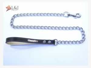 New Elegant Chain Dog Leash With Leather Handle - Leash