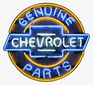 Genuine Parts Diamond Plate Background Neon Sign - Emblem