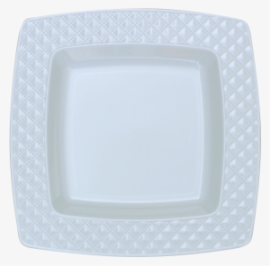 Elegant Diamond White And White Plastic - Plate
