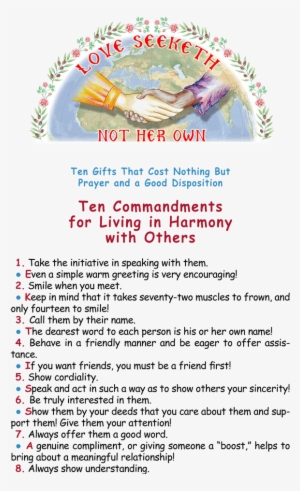 Ten Commandments For Living In Harmony With Others - Blood Donation