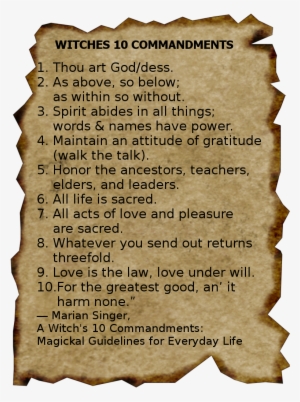 A Witch's 10 Commandments - Witches 10 Commandments